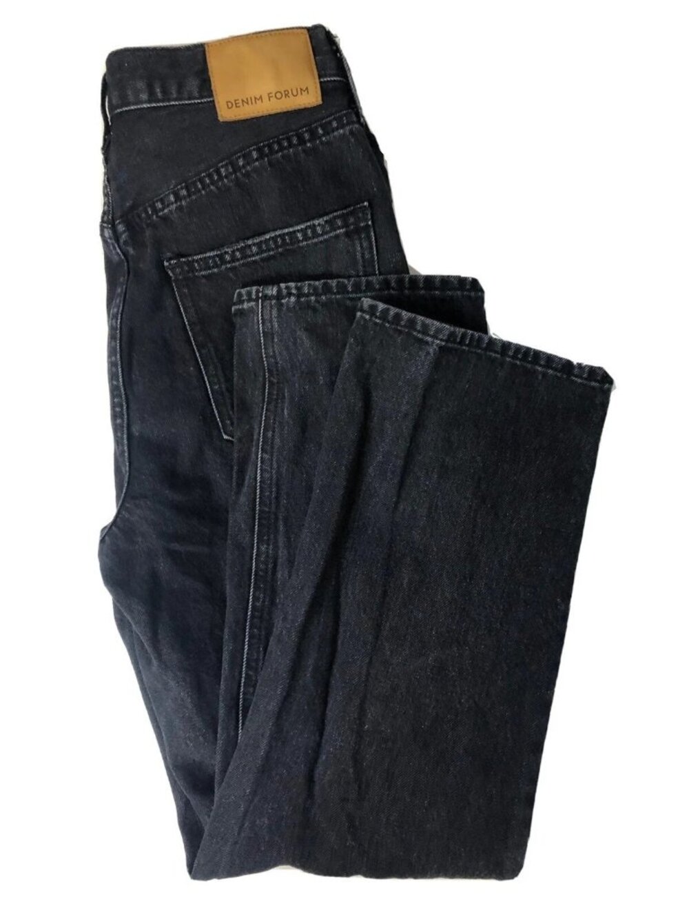 Denim Forum The Joni High Rise Loose Womens 26x27 Black Denim Jeans Distressed